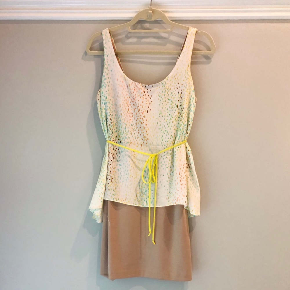Hutch Dress bright dot and tan layered silk